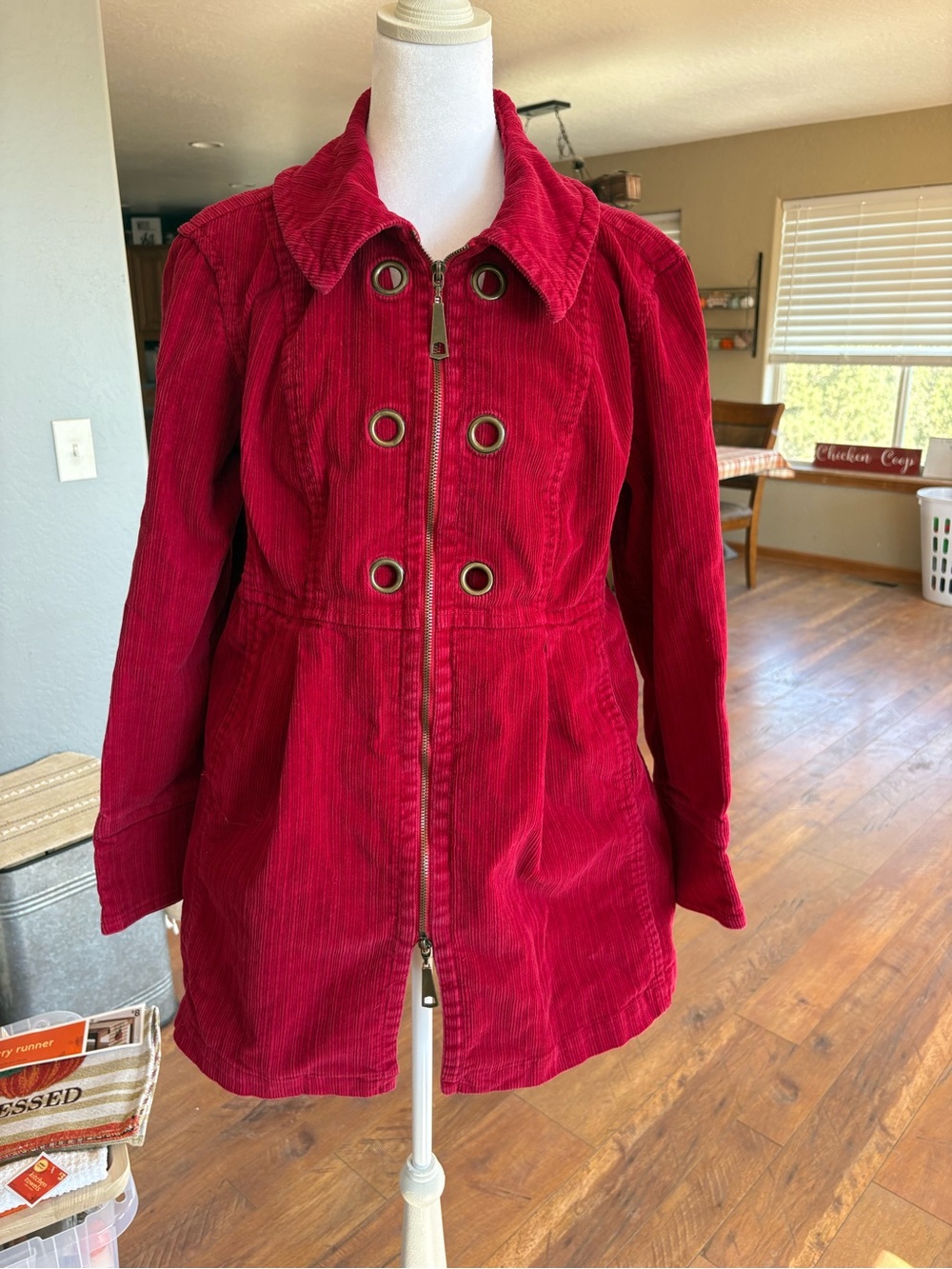 Women’s AMI Red Corduroy Zip Front Jacket